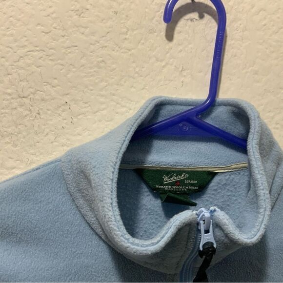 Woolrich Full Zip light Blue Fleece with Pockets - Size M Petite - Picture 3 of 9